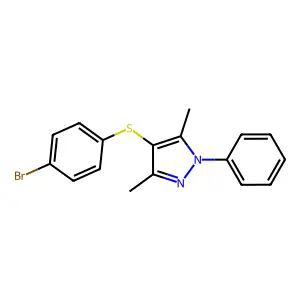 4-((4-bromophenyl)thio)-3,5-dimethyl-1-phenyl-1H-pyrazole structure
