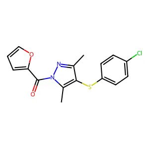 [4-(4-Chloro-phenylsulfanyl)-3,5-dimethyl-pyrazol-1-yl]-furan-2-yl-methanone structure