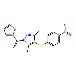 [3,5-Dimethyl-4-(4-nitrophenyl)sulfanylpyrazol-1-yl]-(furan-2-yl)methanone structure