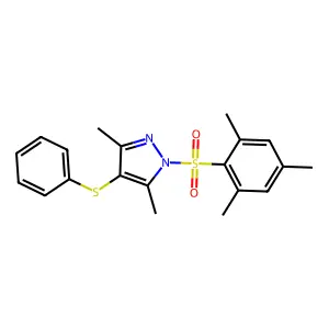 3,5-Dimethyl-4-phenylsulfanyl-1-(2,4,6-trimethylphenyl)sulfonylpyrazole structure