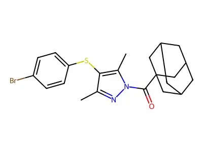1-(1-adamantylcarbonyl)-4-[(4-bromophenyl)sulfanyl]-3,5-dimethyl-1H-pyrazole structure