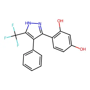 4-(4-Phenyl-5-(trifluoromethyl)-1H-pyrazol-3-YL)-1,3-benzenediol structure