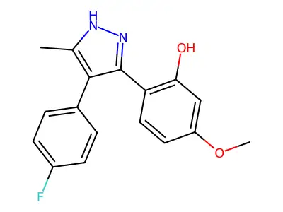 2-[4-(4-fluorophenyl)-5-methyl-1H-pyrazol-3-yl]-5-methoxyphenol structure