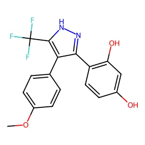 4-[4-(4-methoxyphenyl)-5-(trifluoromethyl)-1H-pyrazol-3-yl]benzene-1,3-diol structure