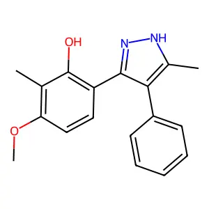 3-methoxy-2-methyl-6-(5-methyl-4-phenyl-1H-pyrazol-3-yl)phenol structure