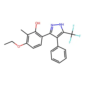 3-Ethoxy-2-methyl-6-(4-phenyl-5-(trifluoromethyl)-1H-pyrazol-3-YL)phenol structure