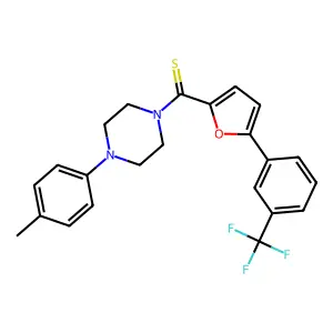 (4-(p-tolyl)piperazin-1-yl)(5-(3-(trifluoromethyl)phenyl)furan-2-yl)methanethione structure