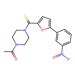 1-[4-[5-(3-Nitrophenyl)furan-2-carbothioyl]piperazin-1-yl]ethanone structure