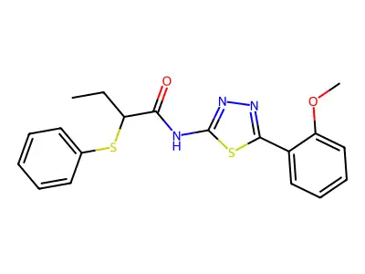 N-(5-(2-methoxyphenyl)-1,3,4-thiadiazol-2-yl)-2-(phenylthio)butanamide structure