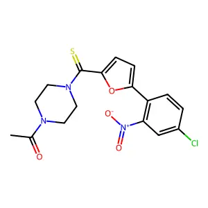 1-(4-(5-(4-Chloro-2-nitrophenyl)furan-2-carbonothioyl)piperazin-1-yl)ethanone structure