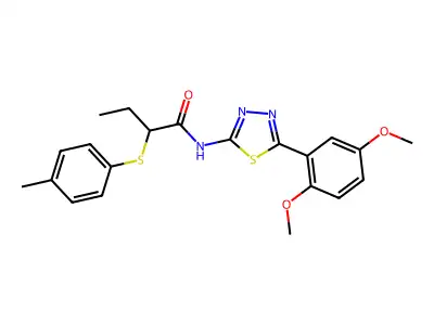 N-(5-(2,5-dimethoxyphenyl)-1,3,4-thiadiazol-2-yl)-2-(p-tolylthio)butanamide structure