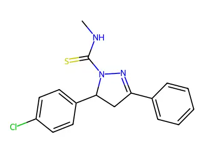 5-(4-chlorophenyl)-N-methyl-3-phenyl-4,5-dihydro-1H-pyrazole-1-carbothioamide structure