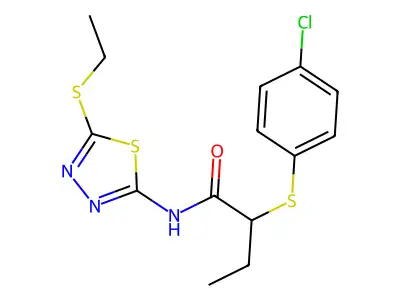 2-((4-chlorophenyl)thio)-N-(5-(ethylthio)-1,3,4-thiadiazol-2-yl)butanamide structure