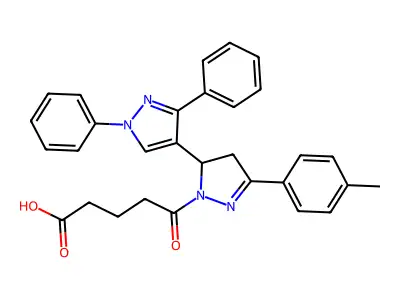5-(1',3'-diphenyl-5-(p-tolyl)-3,4-dihydro-1'H,2H-[3,4'-bipyrazol]-2-yl)-5-oxopentanoic acid structure