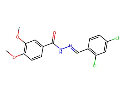 N-[(2,4-dichlorophenyl)methylideneamino]-3,4-dimethoxybenzamide structure