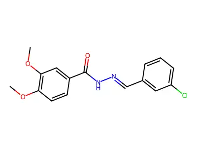N-[(3-chlorophenyl)methylideneamino]-3,4-dimethoxybenzamide structure