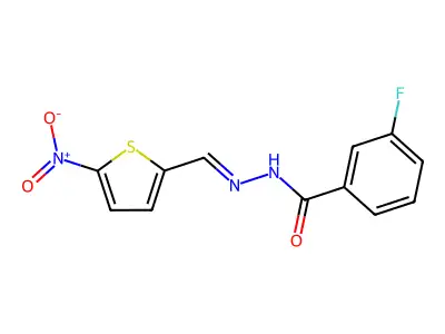 3-fluoro-N-[(5-nitrothiophen-2-yl)methylideneamino]benzamide structure