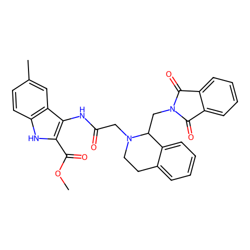 methyl 3-(2-(1-((1,3-dioxoisoindolin-2-yl)methyl)-3,4-dihydroisoquinolin-2(1H)-yl)acetamido)-5-methyl-1H-indole-2-carboxylate structure