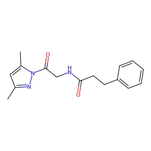 N-(2-(3,5-dimethyl-1H-pyrazol-1-yl)-2-oxoethyl)-3-phenylpropanamide structure