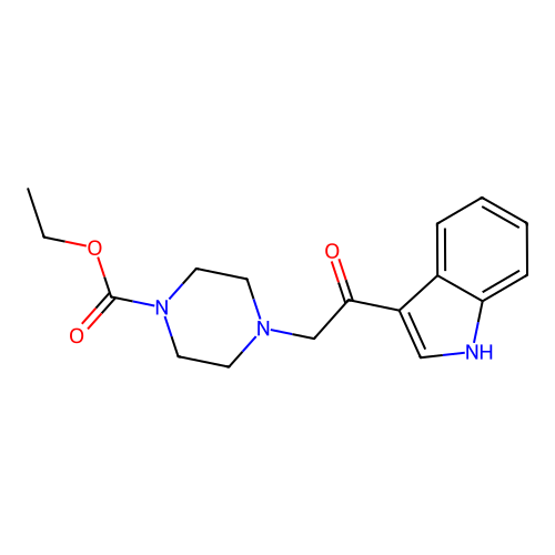 ethyl 4-[2-(1H-indol-3-yl)-2-oxoethyl]piperazine-1-carboxylate structure