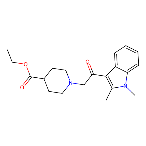 ethyl 1-(2-(1,2-dimethyl-1H-indol-3-yl)-2-oxoethyl)piperidine-4-carboxylate structure