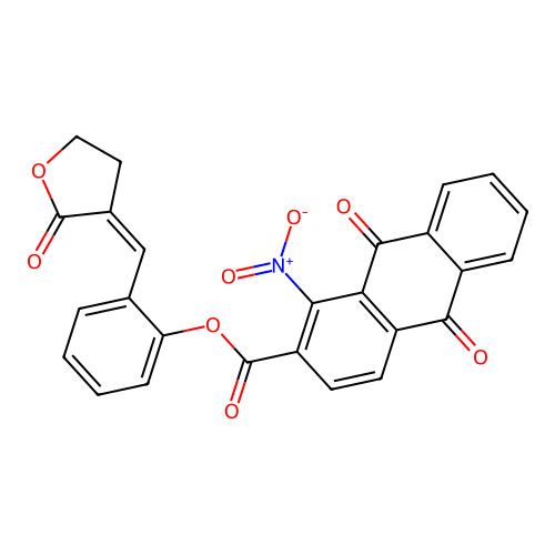 [2-[(2-oxooxolan-3-ylidene)methyl]phenyl] 1-nitro-9,10-dioxo-anthracene-2-carboxylate structure