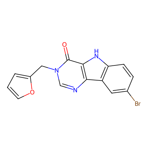 8-bromo-3-(furan-2-ylmethyl)-3H-pyrimido[5,4-b]indol-4(5H)-one structure