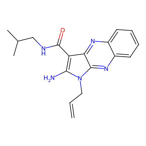 1-allyl-2-amino-N-isobutyl-1H-pyrrolo[2,3-b]quinoxaline-3-carboxamide structure