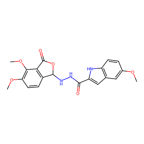 N'-(4,5-dimethoxy-3-oxo-1H-2-benzofuran-1-yl)-5-methoxy-1H-indole-2-carbohydrazide structure