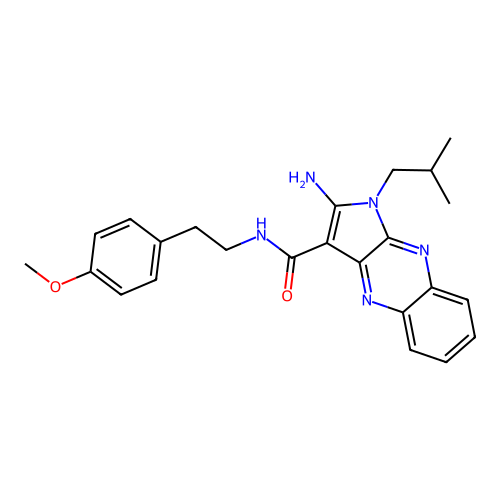 2-amino-1-isobutyl-N-(4-methoxyphenethyl)-1H-pyrrolo[2,3-b]quinoxaline-3-carboxamide structure