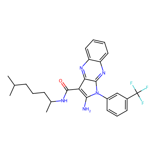 2-amino-N-(6-methylheptan-2-yl)-1-(3-(trifluoromethyl)phenyl)-1H-pyrrolo[2,3-b]quinoxaline-3-carboxamide structure