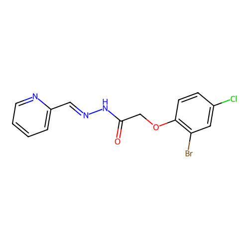 2-(2-bromo-4-chlorophenoxy)-N'-[(E)-pyridin-2-ylmethylidene]acetohydrazide structure