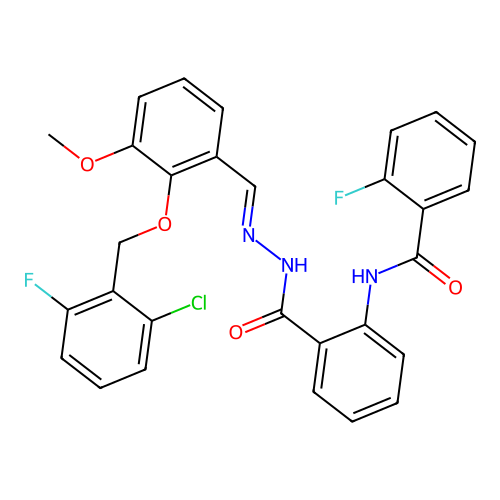 (E)-N-(2-(2-(2-((2-chloro-6-fluorobenzyl)oxy)-3-methoxybenzylidene)hydrazinecarbonyl)phenyl)-2-fluorobenzamide structure