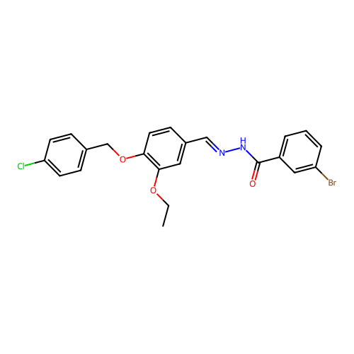 3-bromo-N'-((E)-{4-[(4-chlorobenzyl)oxy]-3-ethoxyphenyl}methylidene)benzohydrazide structure