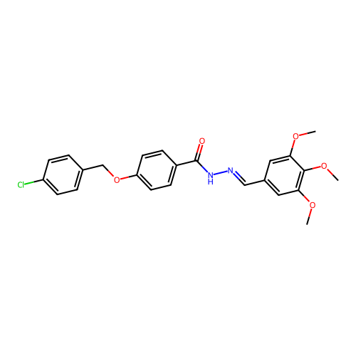 4-((4-Chlorobenzyl)oxy)-N'-(3,4,5-trimethoxybenzylidene)benzohydrazide structure