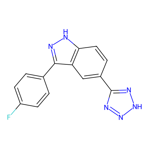 3-(4-fluorophenyl)-5-(2H-tetrazol-5-yl)-1H-indazole structure