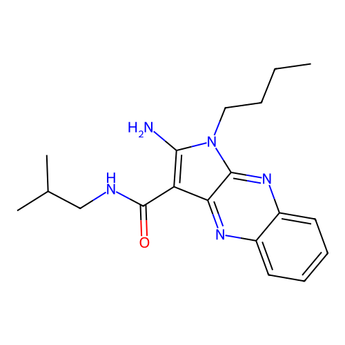 2-amino-1-butyl-N-(2-methylpropyl)-1H-pyrrolo[2,3-b]quinoxaline-3-carboxamide structure