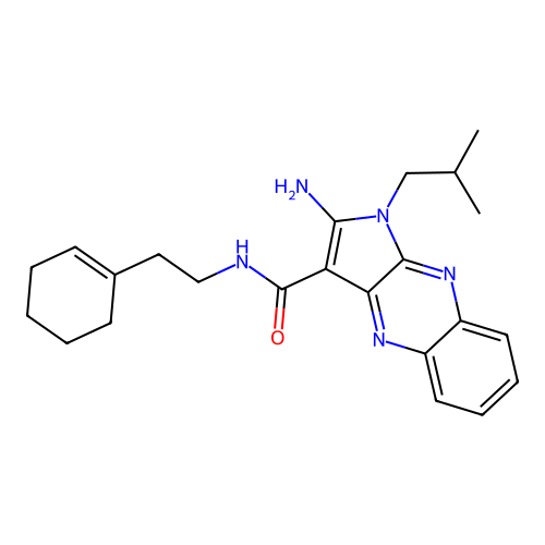 2-amino-N-(2-(cyclohex-1-en-1-yl)ethyl)-1-isobutyl-1H-pyrrolo[2,3-b]quinoxaline-3-carboxamide structure
