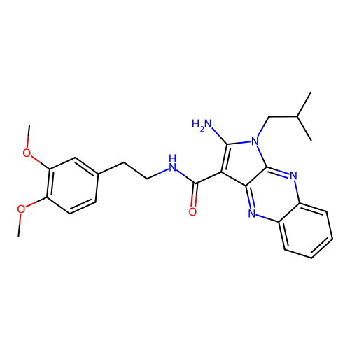 2-amino-N-(3,4-dimethoxyphenethyl)-1-isobutyl-1H-pyrrolo[2,3-b]quinoxaline-3-carboxamide structure