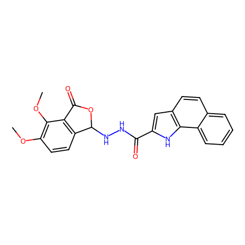 N'-(4,5-dimethoxy-3-oxo-1,3-dihydro-2-benzofuran-1-yl)-1H-benzo[g]indole-2-carbohydrazide structure