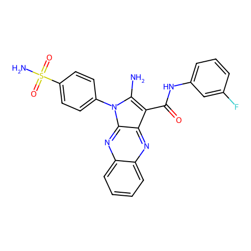 2-amino-N-(3-fluorophenyl)-1-(4-sulfamoylphenyl)-1H-pyrrolo[2,3-b]quinoxaline-3-carboxamide structure