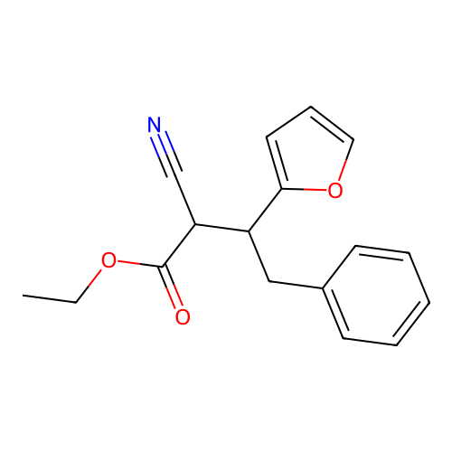 Ethyl 2-cyano-3-(furan-2-yl)-4-phenylbutanoate structure