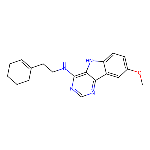 (2-Cyclohex-1-enyl-ethyl)-(8-methoxy-5H-pyrimido[5,4-b]indol-4-yl)-amine structure