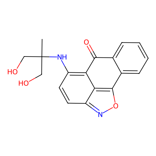 5-((1,3-dihydroxy-2-methylpropan-2-yl)amino)-6H-anthra[1,9-cd]isoxazol-6-one structure