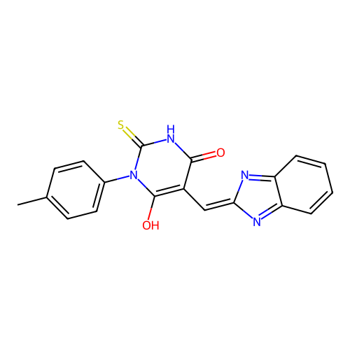 (5E)-5-(1H-benzimidazol-2-ylmethylidene)-1-(4-methylphenyl)-2-sulfanylidene-1,3-diazinane-4,6-dione structure