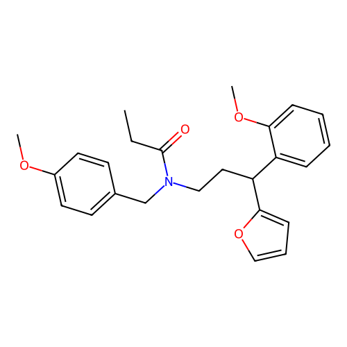 N-[3-(furan-2-yl)-3-(2-methoxyphenyl)propyl]-N-[(4-methoxyphenyl)methyl]propanamide structure
