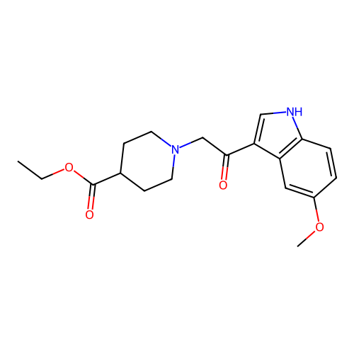 ethyl 1-[2-(5-methoxy-1H-indol-3-yl)-2-oxoethyl]piperidine-4-carboxylate structure