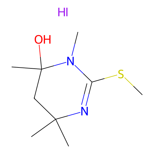 4-Pyrimidinol, 3,4,5,6-tetrahydro-2-methylthio-3,4,6,6-tetramethyl-, hydriodide structure