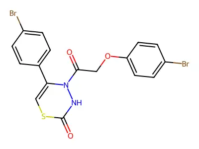 4-[2-(4-bromophenoxy)acetyl]-5-(4-bromophenyl)-3H-1,3,4-thiadiazin-2-one structure