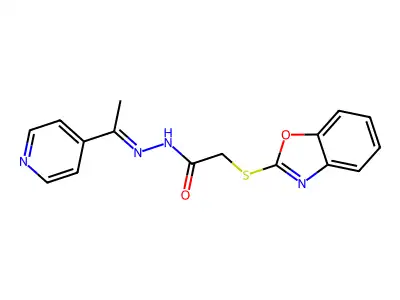 (Z)-2-(benzo[d]oxazol-2-ylthio)-N'-(1-(pyridin-4-yl)ethylidene)acetohydrazide structure